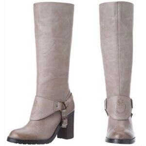 NWOB|Ralph Lauren Delsa Taupe Leather Heeled Riding Boots, 6